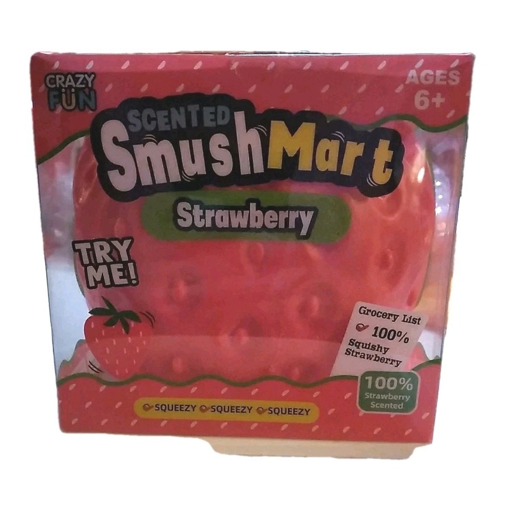 Crazy Fun SmushMart Scented Strawberry Squish Squeeze Toy Red Sealed Box